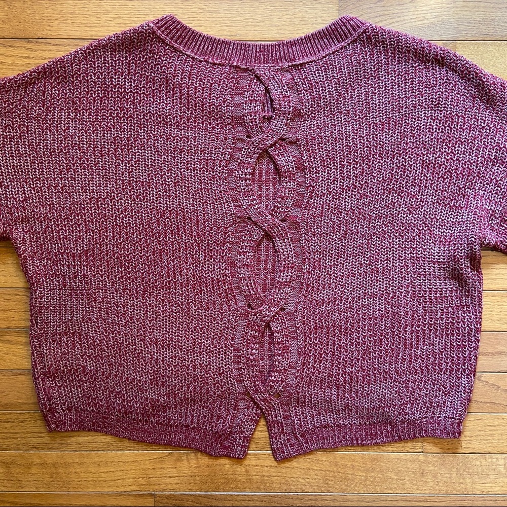 Express Cable Knit Split Back Pullover Sweater - image 5